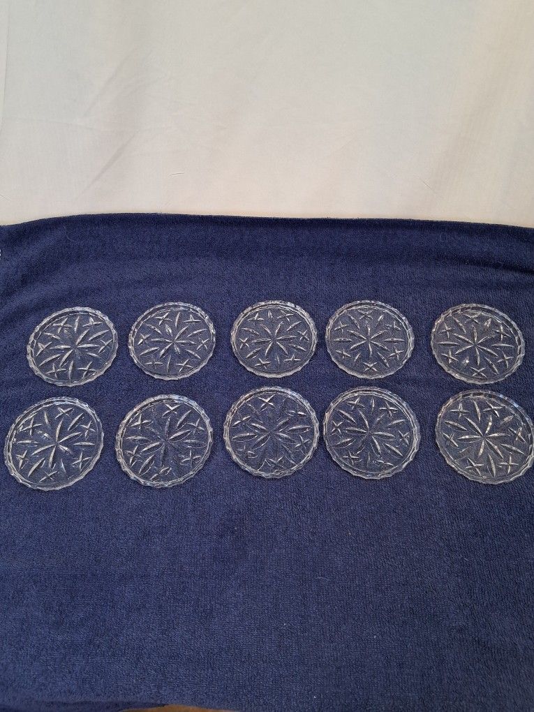 Vintage Precut Glass Coasters Set Of 10