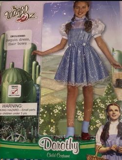 New Wizard of Oz Dorothy girls child size 4/6 sequined dress and hair ties costume