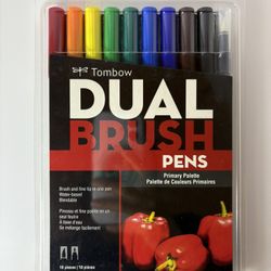 Tombow Dual Brush Pen Art Markers, Primary, 10-Pack