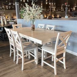 White 7pc Counter Height Dining Room Set 
