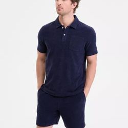 Big Men's Terry Cloth Polo Shirt Navy