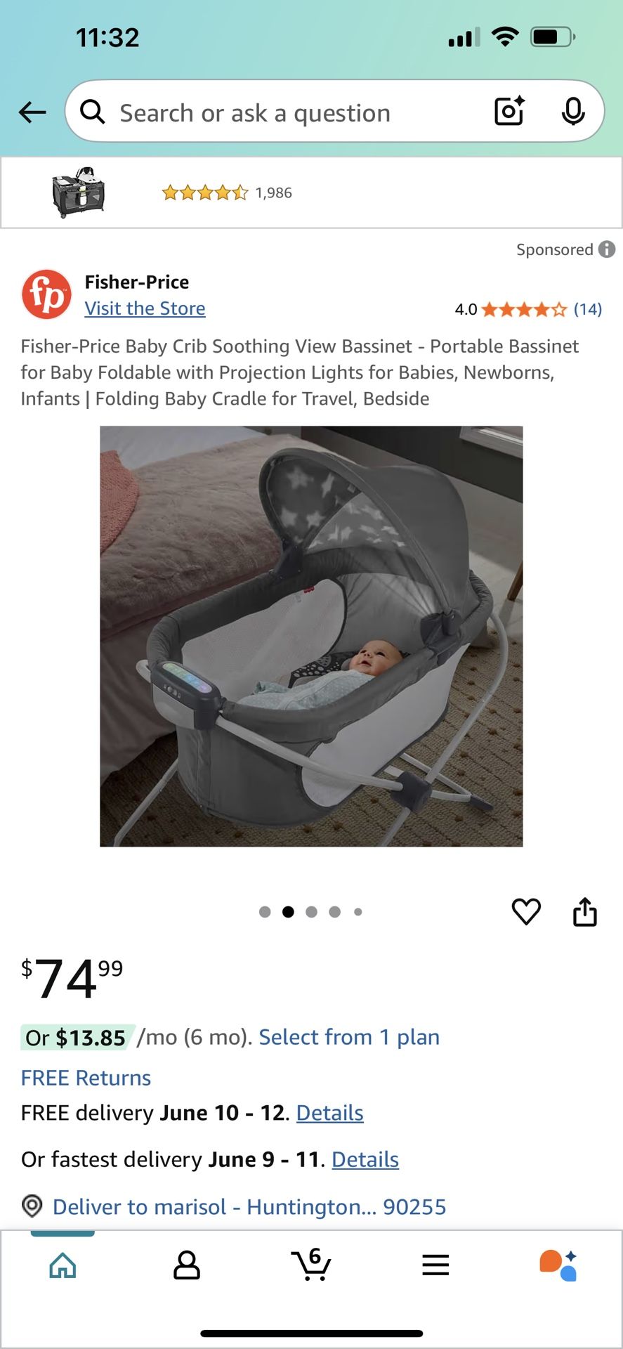 Baby Crib Fisher Price