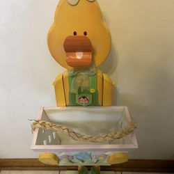 Wooden Duck Easter Basket Decoration Measures 35” (L)