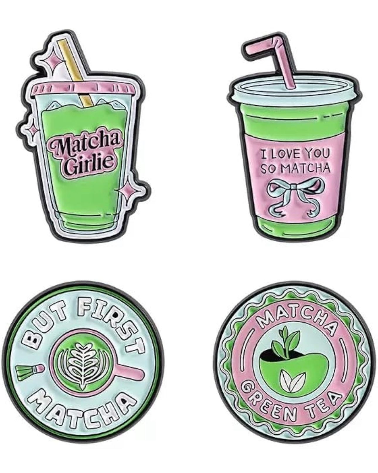 4pcs Pins MATCHA GREEN TEA