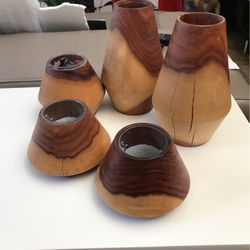Modern Mango Wood Vases 