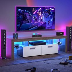LED TV Stand, 63" Entertainment Center, Farmhouse TV Console for TVS up to 80in