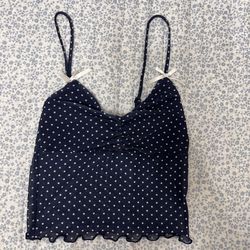 Blue Polka Dot Crop Top Size: X-Small