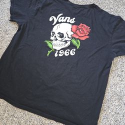 Vans Off The Wall 1966 Skull Rose T-Shirt Graphic Tee Size Xl