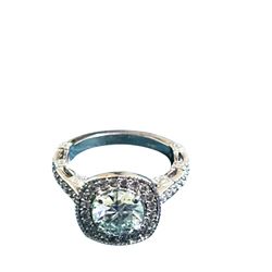 Moissanite Blue White Engagement Ring 3.04 ct size 7.5. 925 Silver Stamped.