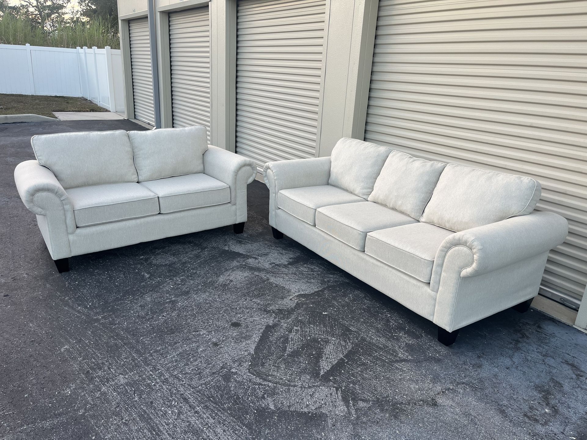 White Sofa & Loveseat