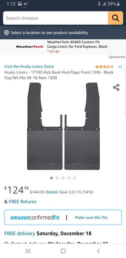 Husky Liners - 17103 Kick Back Mud Flaps Front 12IN - Black Top/Wt Fits 09-18 Ram 1500

