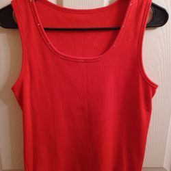 Red Tank Top With Rhinestones 