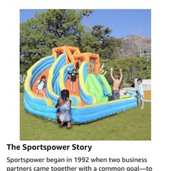Encourage the kids to enjoy playing outdoors with the Sportspower Twin Peaks Splash and Slide! Great for parties, barbecues, and events, kids can stay