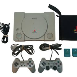PS1 Console 2 Controllers 18 Games Bundle Huge Lot Complete Tested 