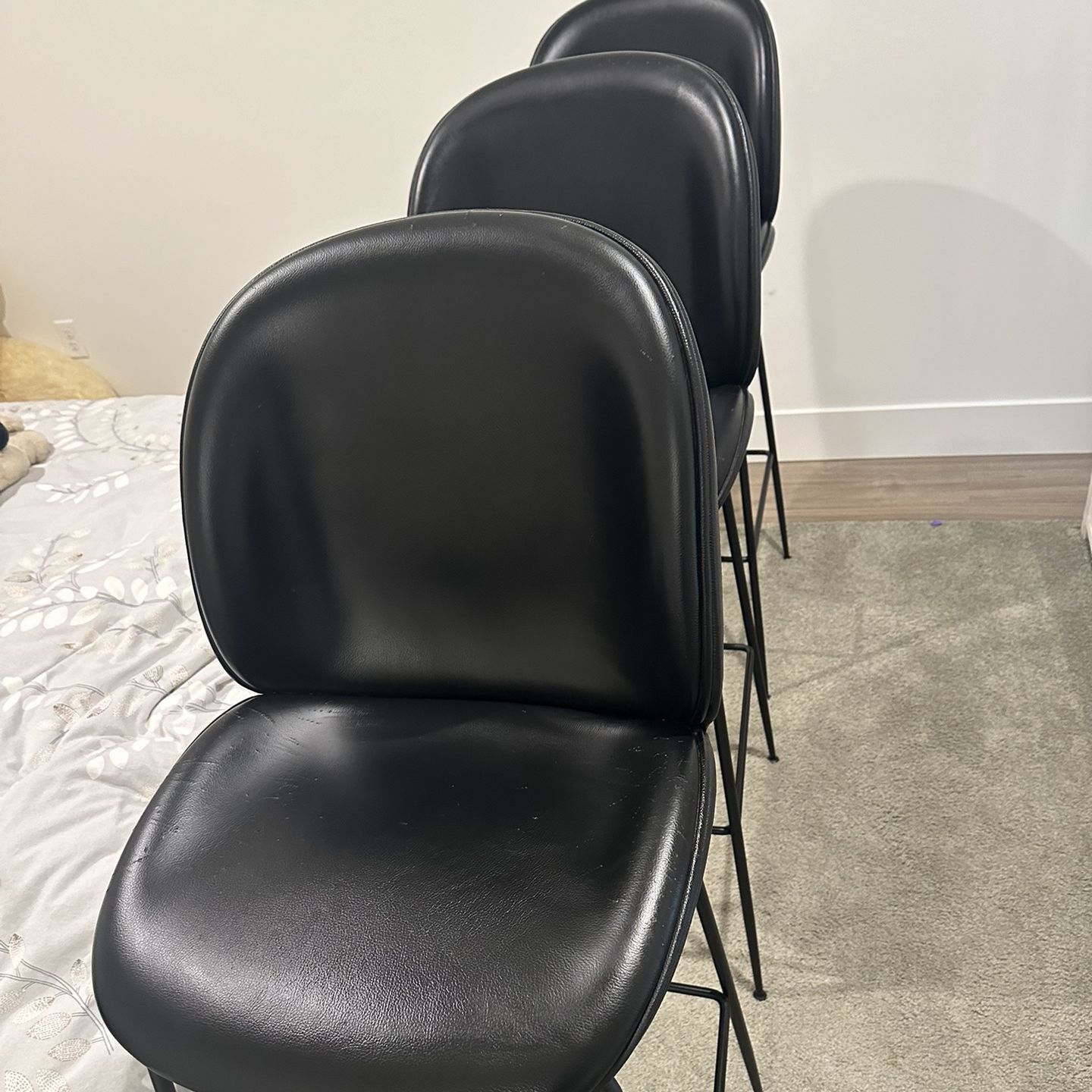 Gubi Beetle Leather Bar Chairs