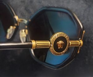 Versace VE4413 Hexagon Medusa Medallion Sunglasses-Black /Gold
