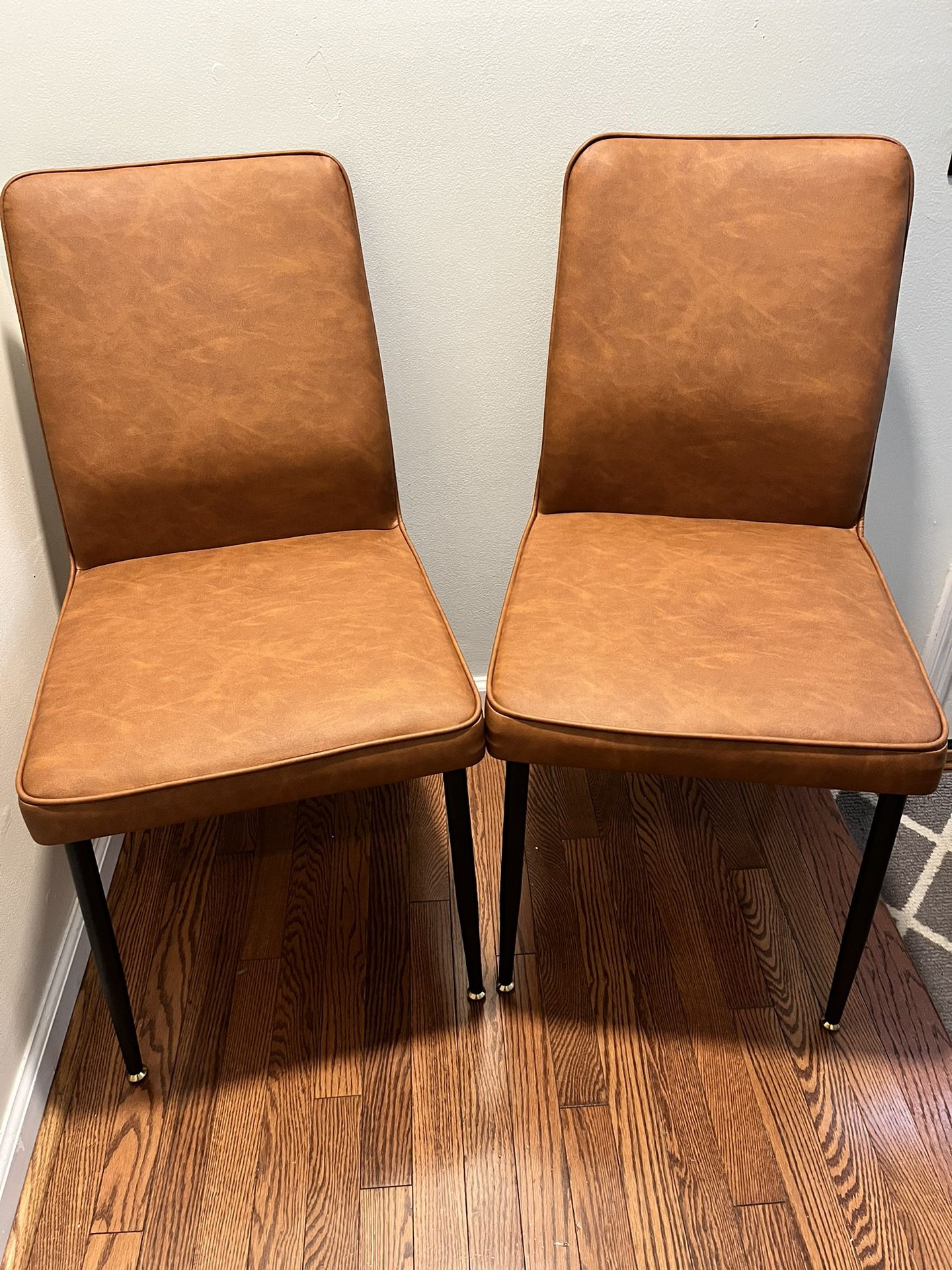 Faux Leather Tan Chairs 