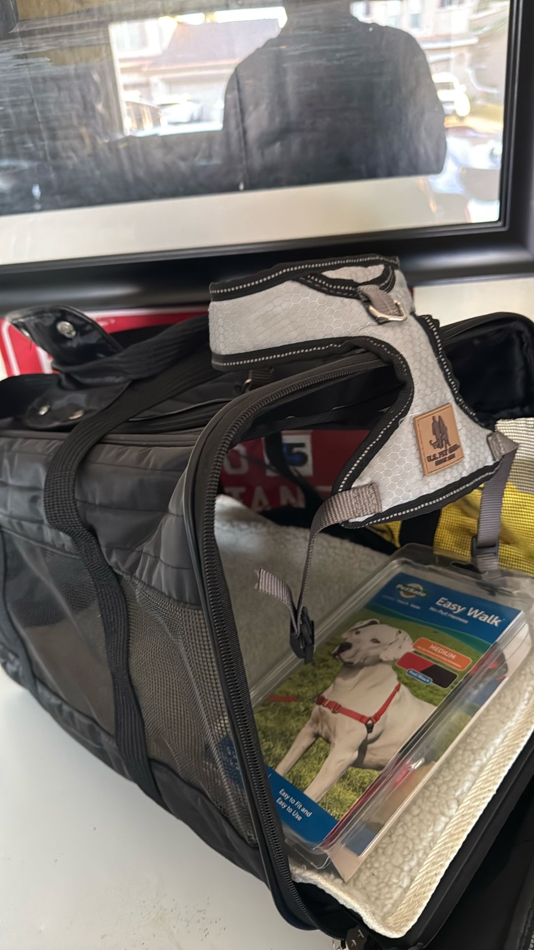 Surpa Large Dog Carrier Plus Dog Harness  And Front Pull Harness ..medium