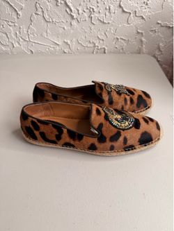 Christian Louboutin Leopard Pony Hair Espadrille Loafers Size 42