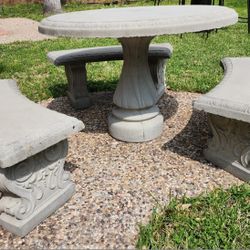4-Piece Desert Sand Concrete Round Outdoor Dining Table Set