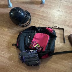 Softball Helmet/ Bag / Glove 