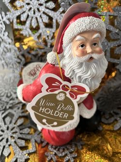 New W/Tags Resin Santa Kneeling Wine Bottle Holder (8”TallX4X4”)