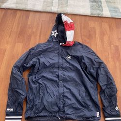  A BATHING APE BAPE Blue USA Flag Hood Camo Sleeve Bomber Jacket Men’s Large. Make an offer! 