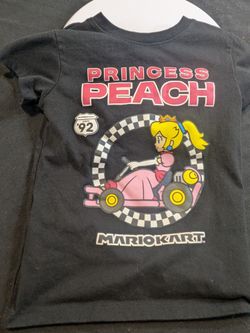 Nintendo Mario Kart Princess Peach Girls T-Shirt Size S 7/8 Black Racing