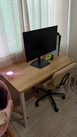 Wood Top table with White Legs