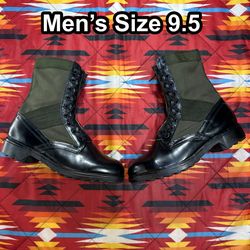 Vintage Combat Jungle Zipper Lace Up Green Military Boots Men’s Size 9.5 READ!