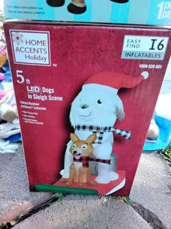 NEW Christmas Dog In Sleigh Airblown Inflatable
