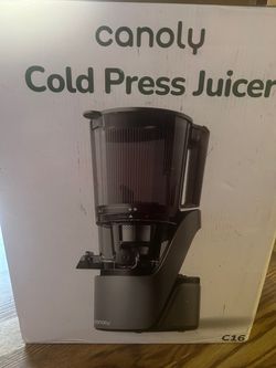 Canoly C16 Cold Press Juicer, 250W AC Brushless Motor, 6" Extra Wide Feed Chute, 3-in-1 Juice Maker for Sorbet & Nut Milk, Black