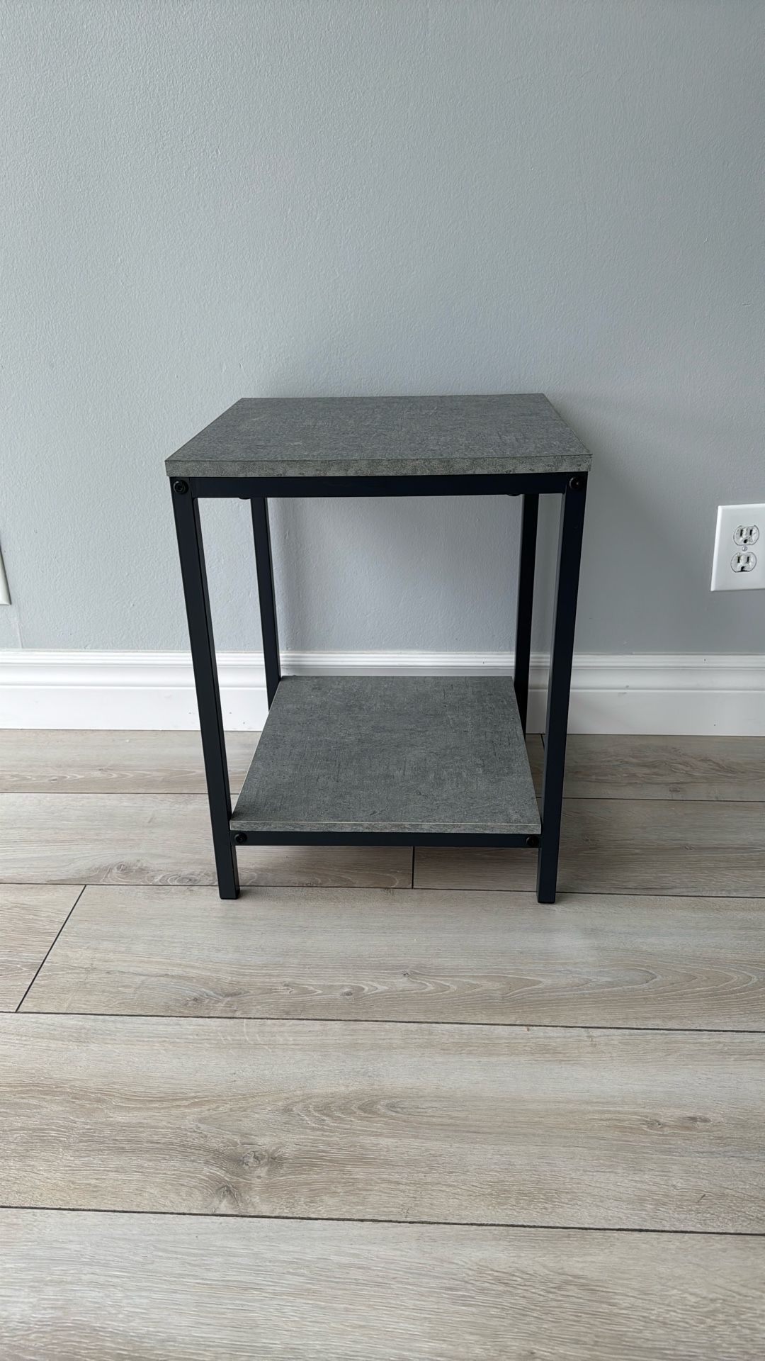 Gray Metal And Stone-Look Night Table/End Table (3)