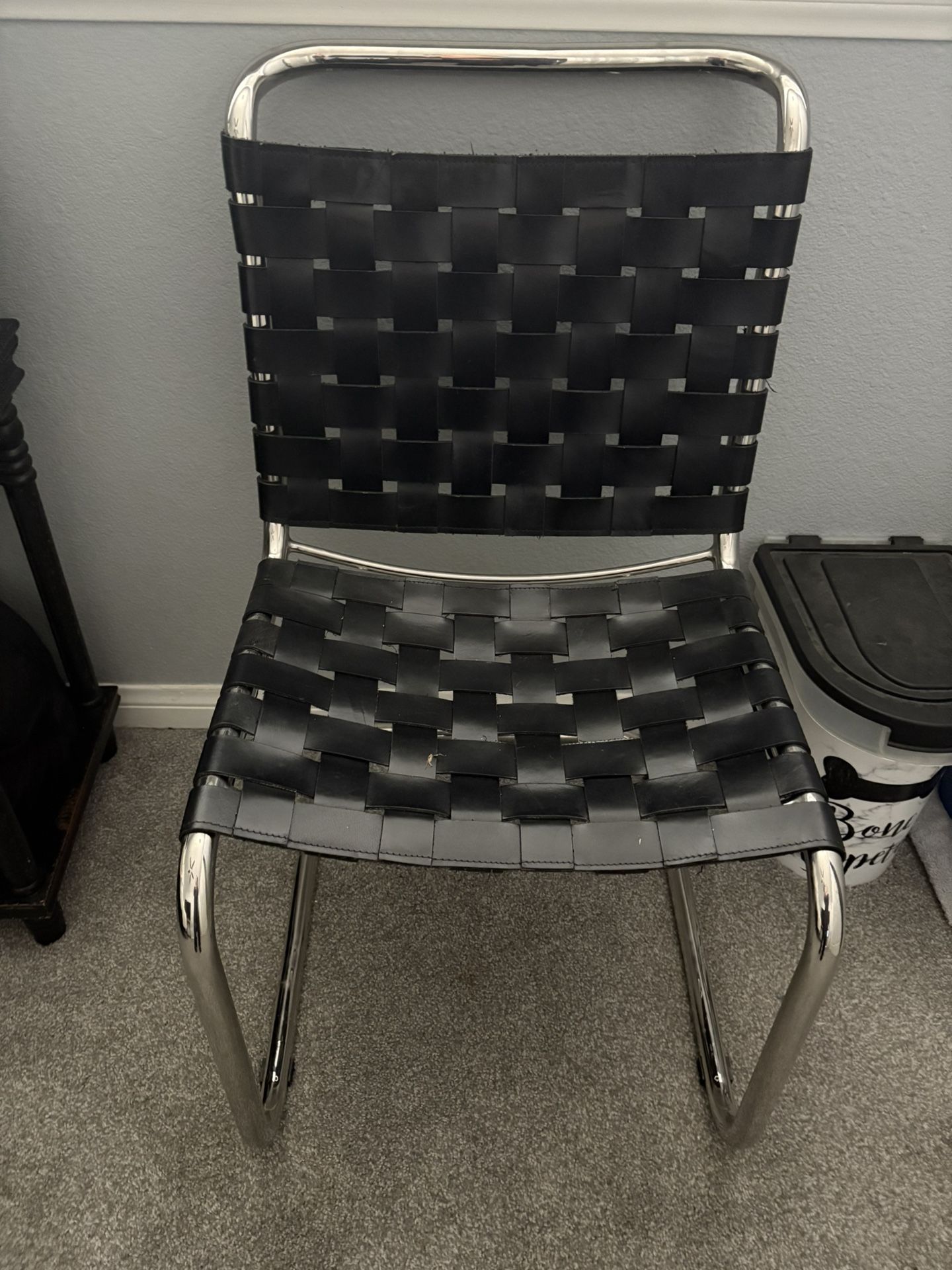 Black Leather/ Metal Desk Chair