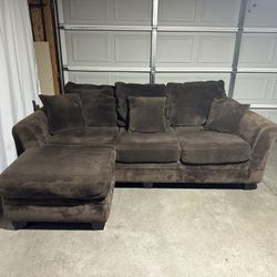 Brown Sectional Sofa Adjustable Chaise *Free Delivery*