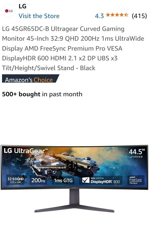 LG UltraGear 45 Inch Ultrawide Gaming Monitor