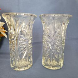 Pair of 1991 FTD Crystal Glass Vintage Vases Candleholders 