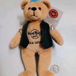Hard Rock Cafe San Diego 2010 Harrington Teddy Bear Punk Rocker w/Blue Mohawk NT