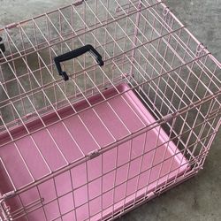 Pink Dog Crate, MidWest iCrate 24" Pink Folding Metal Dog Crate with Divider Panel, Floor Protecting Feet & Leak Proof Dog Tray, 24 L x 18 W x 19 H In