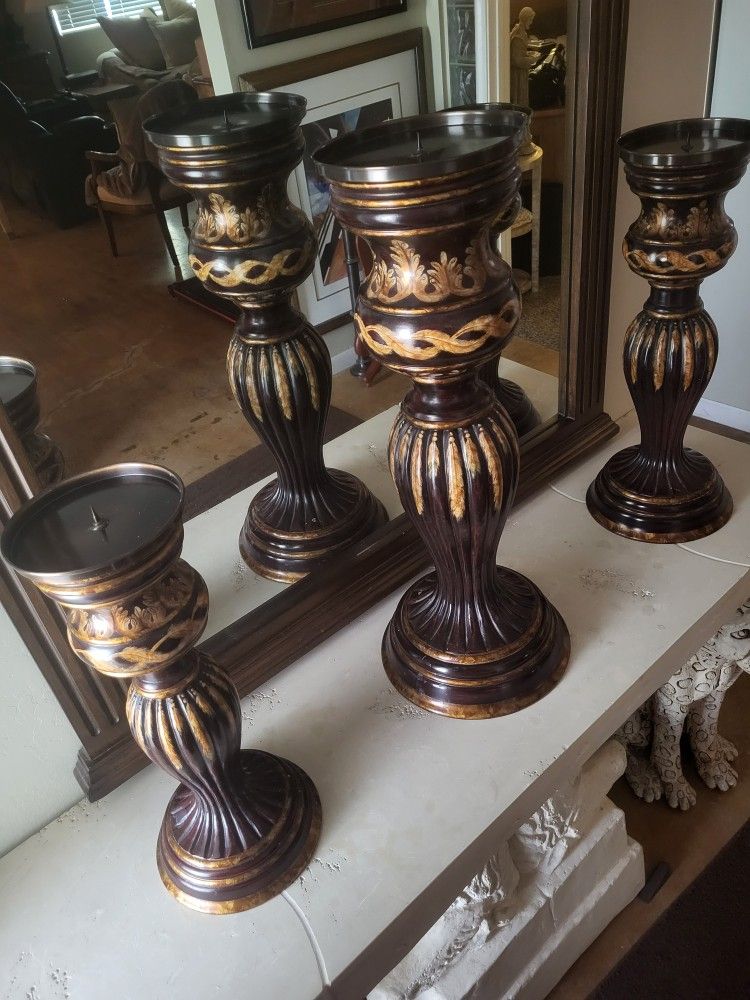 Kreiss Furniture Collection 3 Piece Candle Stick,  Feathers  Design. Rare Find