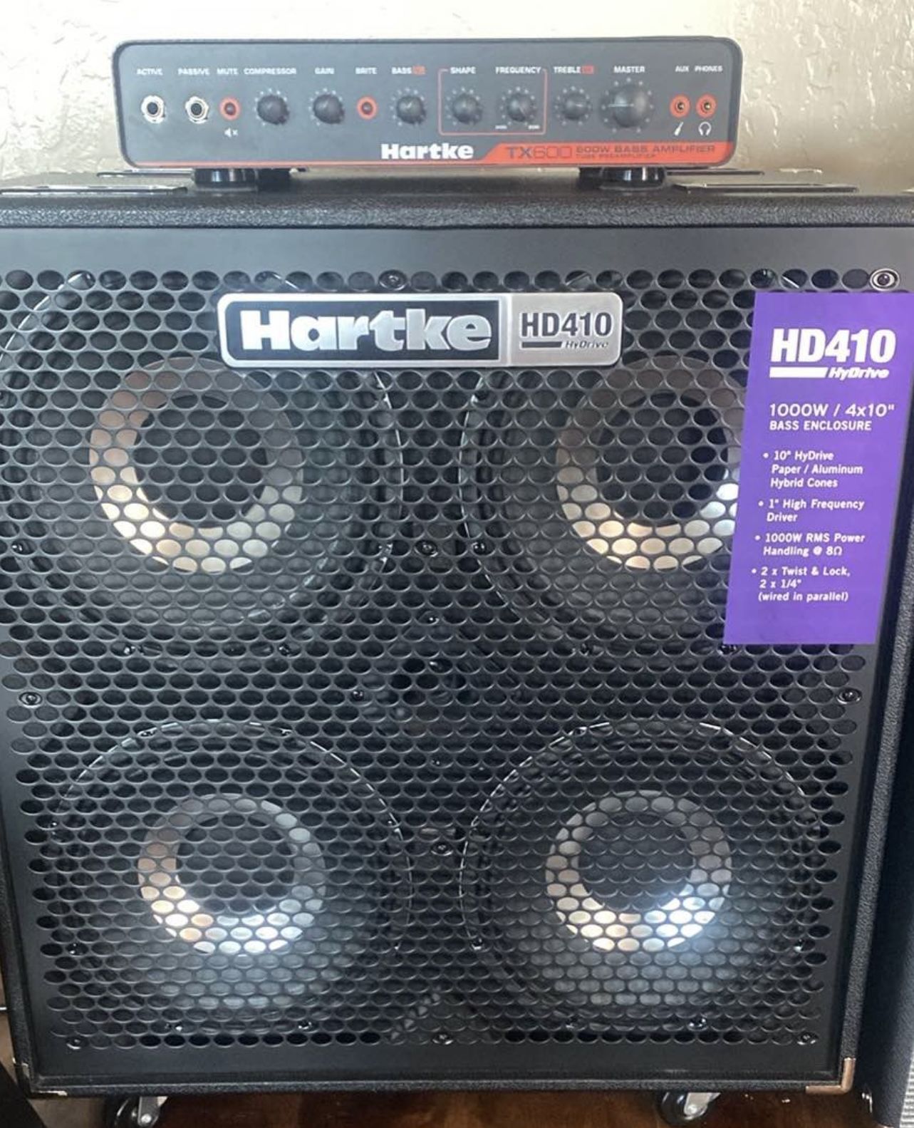 Hartke TX 600 Bass Amp Head And Hartke HD 410 Bass Speaker Cabinet
