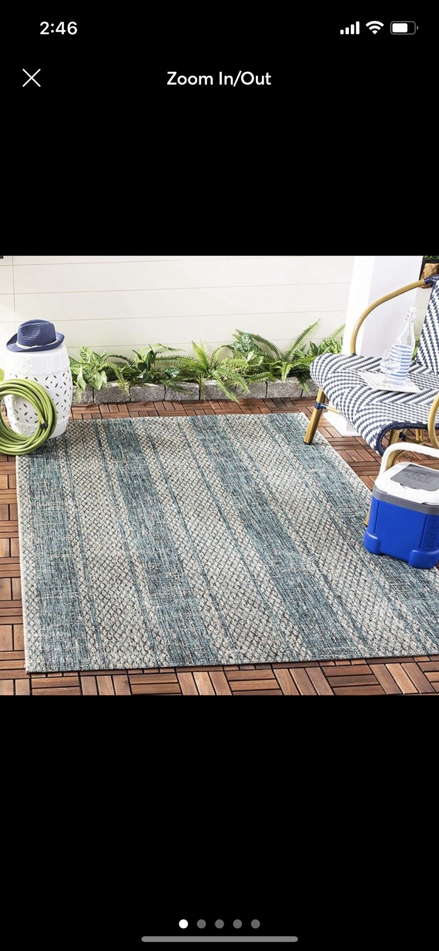 5'3" x 7'7" Feet Light Grey Teal SAFAVIEH Outdoor Patio Backyard Porch Area Rug