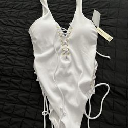 White One Piece Bathing Suit XL