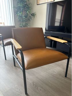 Brown leather chairs
