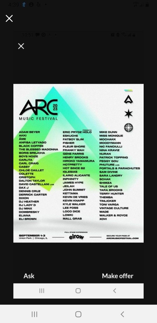 Arc Tickets Sunday