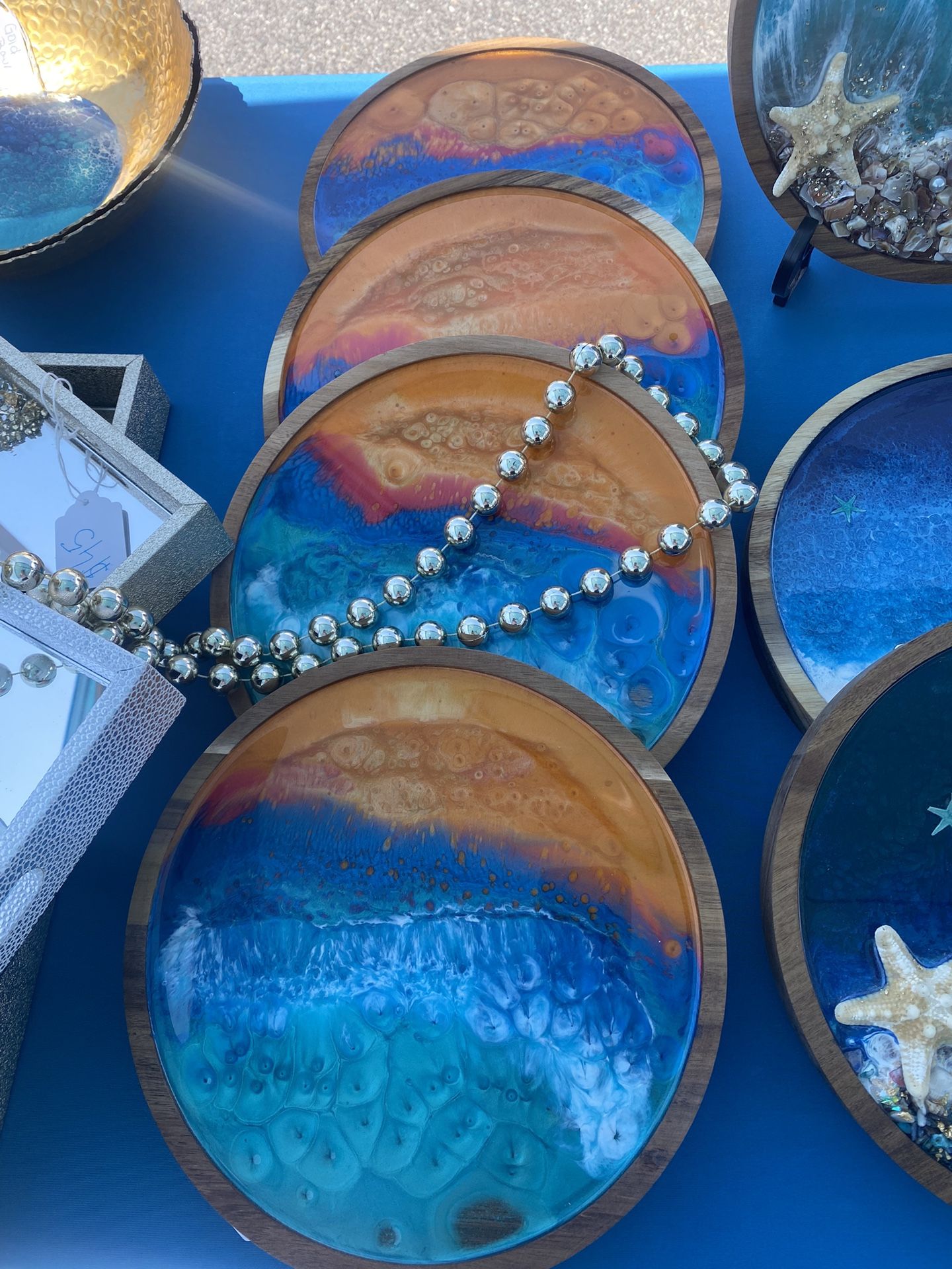 Beautiful Ocean And Sunset Round Wooden Boards / Plates 