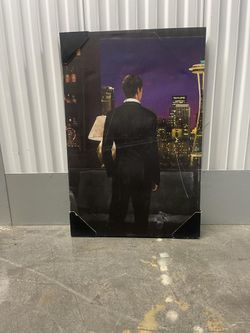 New!!Man And Woman Facing City Painting 