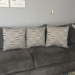 Three gray/beige couch pillows (New) 