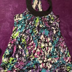 IZ Byer California Sleeveless Halter Shirt  with Abstract Print