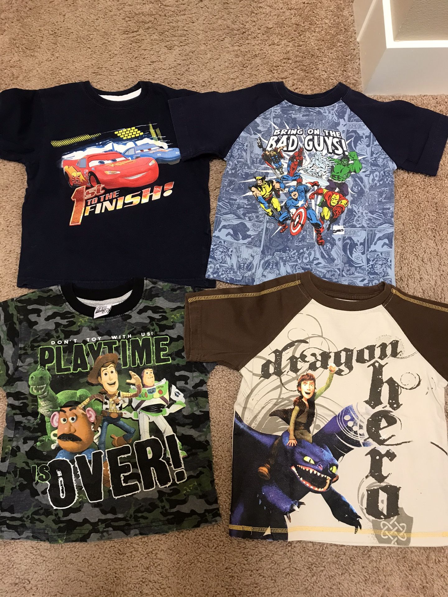 4 Pc Cartoon T Shirts Sz 4-5